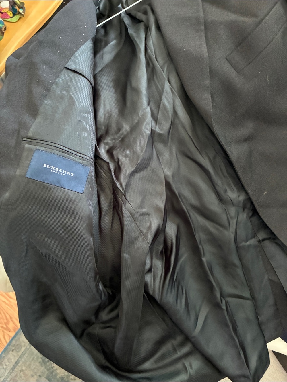 Burberry Black Men's Lined Blazer with Navy Label